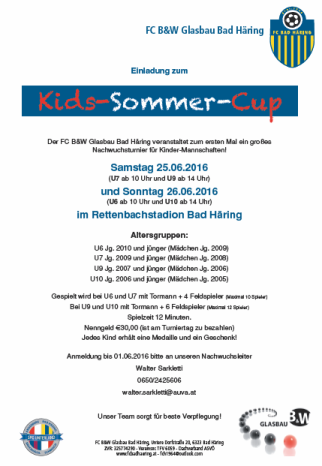 1. Kids-Sommer-Cup im Rettenbachstadion Bad Häring @ Rettenbachstadion Bad Häring | Bad Häring | Tirol | Österreich