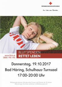 Blutspendeaktion @ Turnhalle der VS Bad Häring | Bad Häring | Tirol | Österreich