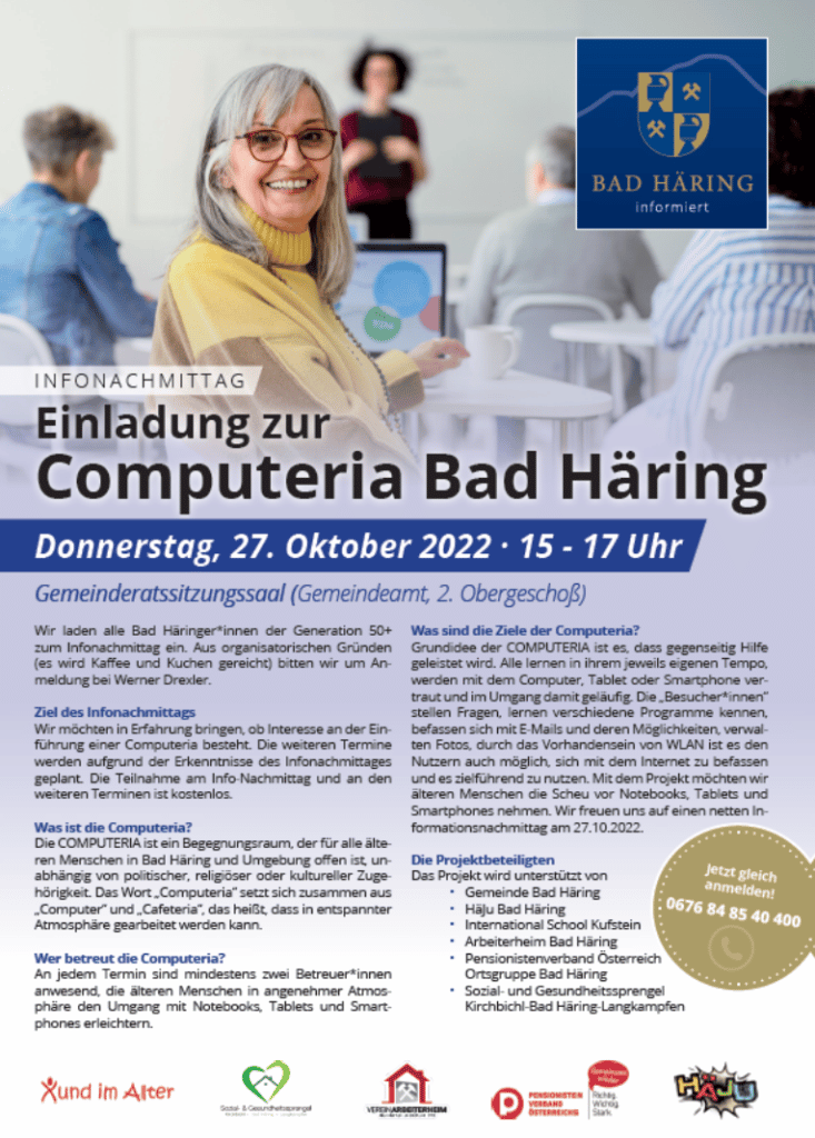 Computeria Bad Häring - Infonachmittag @ Gemeindeamt Bad Häring, Sitzungssaal 2. OG